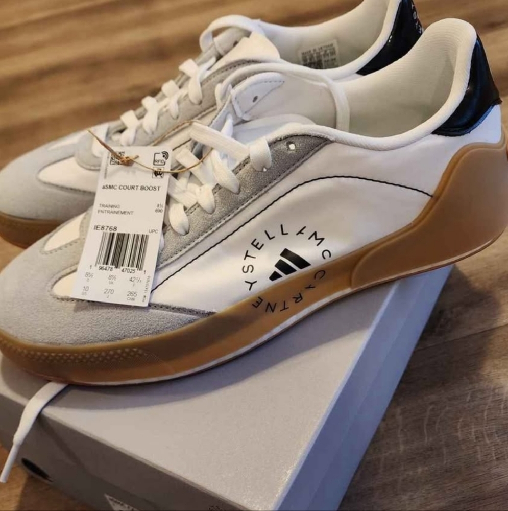 NIB. Stella Mccartney x Adidas Women's White and Gray Sneakers